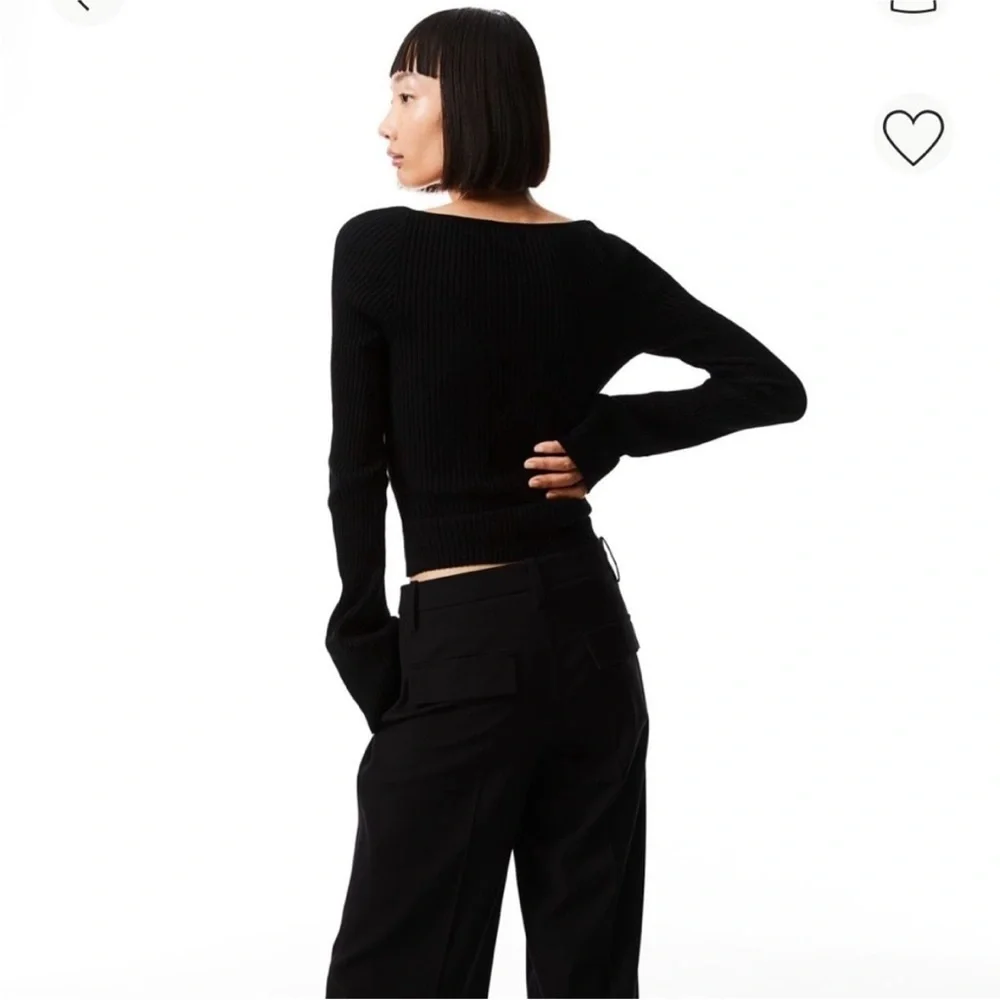 H&M Burgundy Ribbed Long Sleeve Top